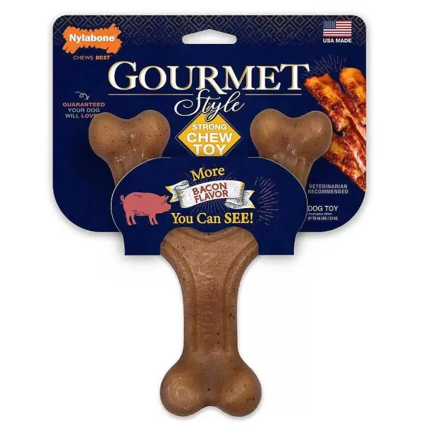 Gourmet Style Strong Wishbone Dog Chew Toy Bacon | Nylabone Store