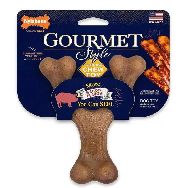 Gourmet Style Strong Wishbone Dog Chew Toy Bacon | Nylabone Store